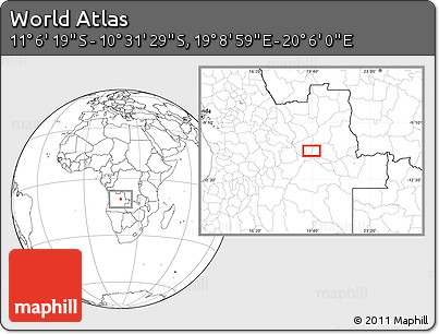 Blank Location Map of the Area around 10° 48' 54" S, 19° 37' 30" E