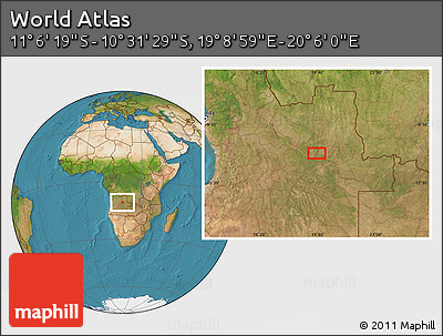 Satellite Location Map of the Area around 10° 48' 54" S, 19° 37' 30" E