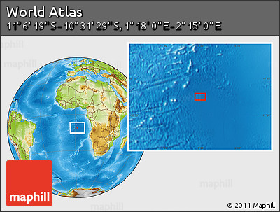 Physical Location Map of the Area around 10° 48' 54" S, 1° 46' 29" E