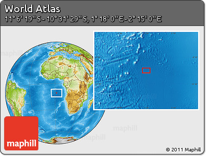Physical Location Map of the Area around 10° 48' 54" S, 1° 46' 29" E