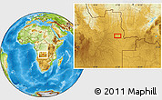 Physical Location Map of the area around 10° 48' 54" S, 21° 19' 30" E