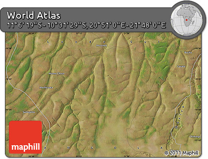 Satellite Map of the Area around 10° 48' 54" S, 21° 19' 30" E