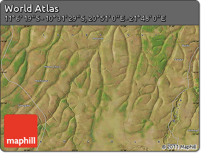 Satellite Map of the Area around 10° 48' 54" S, 21° 19' 30" E