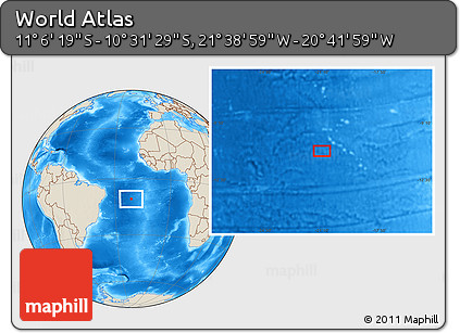 Shaded Relief Location Map of the Area around 10° 48' 54" S, 21° 10' 29" W