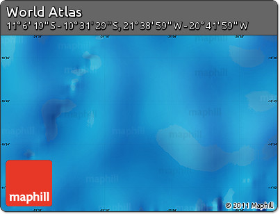 Physical Map of the Area around 10° 48' 54" S, 21° 10' 29" W