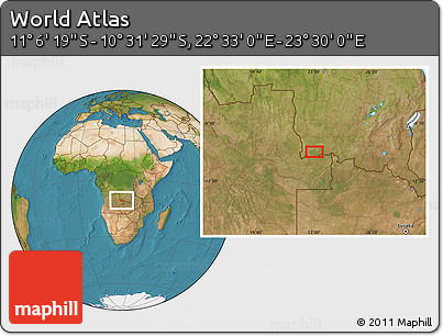 Satellite Location Map of the Area around 10° 48' 54" S, 23° 1' 29" E