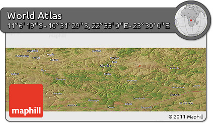 Satellite Panoramic Map of the Area around 10° 48' 54" S, 23° 1' 29" E