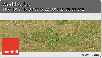 Satellite Panoramic Map of the Area around 10° 48' 54" S, 23° 1' 29" E