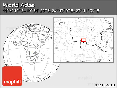 Blank Location Map of the Area around 10° 48' 54" S, 24° 43' 30" E