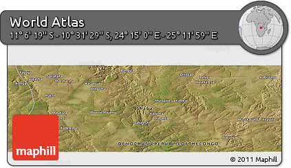 Satellite Panoramic Map of the Area around 10° 48' 54" S, 24° 43' 30" E