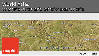 Satellite Panoramic Map of the Area around 10° 48' 54" S, 24° 43' 30" E