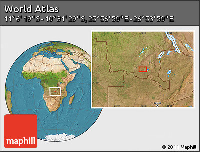 Satellite Location Map of the Area around 10° 48' 54" S, 26° 25' 29" E