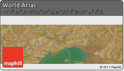 Satellite Panoramic Map of the Area around 10° 48' 54" S, 29° 49' 30" E