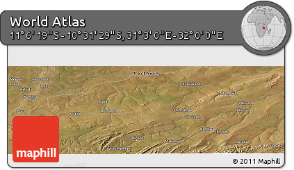 Satellite Panoramic Map of the Area around 10° 48' 54" S, 31° 31' 29" E