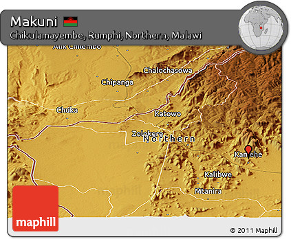 Physical Panoramic Map of Makuni