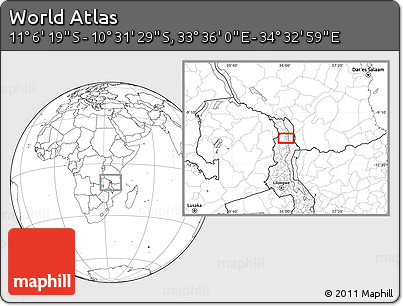 Blank Location Map of the Area around 10° 48' 54" S, 34° 4' 30" E