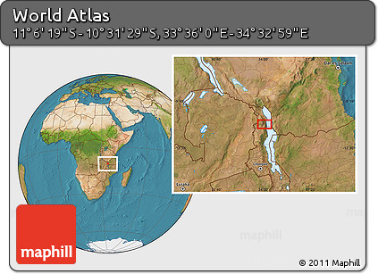 Satellite Location Map of the Area around 10° 48' 54" S, 34° 4' 30" E