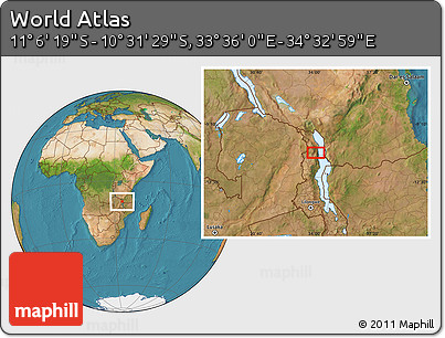 Satellite Location Map of the Area around 10° 48' 54" S, 34° 4' 30" E