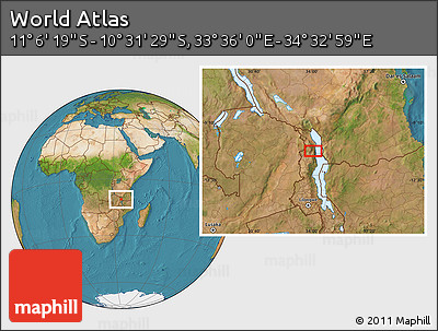 Satellite Location Map of the Area around 10° 48' 54" S, 34° 4' 30" E