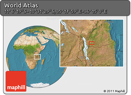 Satellite Location Map of the Area around 10° 48' 54" S, 35° 46' 29" E