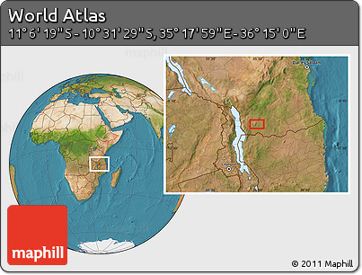 Satellite Location Map of the Area around 10° 48' 54" S, 35° 46' 29" E