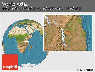 Satellite Location Map of the Area around 10° 48' 54" S, 35° 46' 29" E