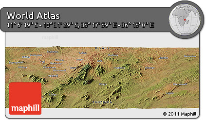 Satellite Panoramic Map of the Area around 10° 48' 54" S, 35° 46' 29" E