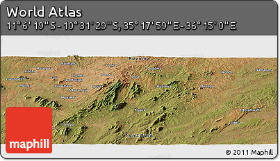 Satellite Panoramic Map of the Area around 10° 48' 54" S, 35° 46' 29" E