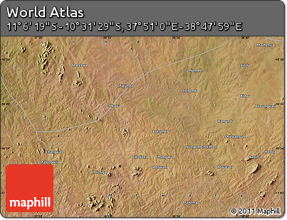 Satellite Map of the Area around 10° 48' 54" S, 38° 19' 30" E