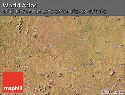 Satellite Map of the Area around 10° 48' 54" S, 38° 19' 30" E