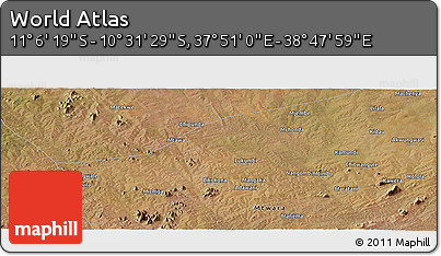 Satellite Panoramic Map of the Area around 10° 48' 54" S, 38° 19' 30" E