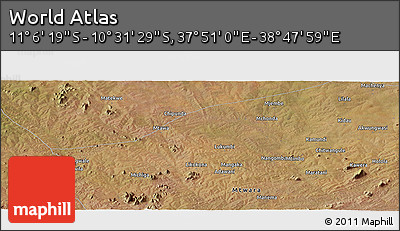 Satellite Panoramic Map of the Area around 10° 48' 54" S, 38° 19' 30" E