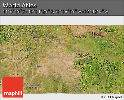 Satellite 3D Map of the Area around 10° 48' 54" S, 38° 10' 29" W