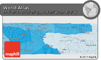 Political Panoramic Map of the Area around 10° 48' 54" S, 38° 10' 29" W