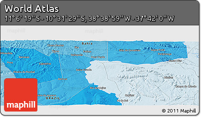 Political Panoramic Map of the Area around 10° 48' 54" S, 38° 10' 29" W