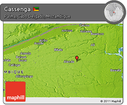 Physical Panoramic Map of Cassenga