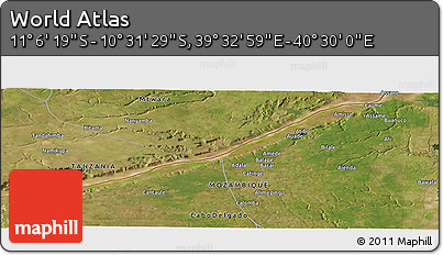 Satellite Panoramic Map of the Area around 10° 48' 54" S, 40° 1' 29" E
