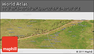 Satellite Panoramic Map of the Area around 10° 48' 54" S, 40° 1' 29" E