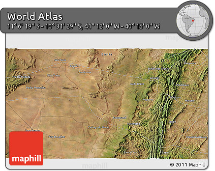 Satellite 3D Map of the Area around 10° 48' 54" S, 40° 43' 30" W