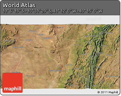 Satellite 3D Map of the Area around 10° 48' 54" S, 40° 43' 30" W