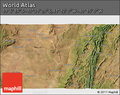 Satellite 3D Map of the Area around 10° 48' 54" S, 40° 43' 30" W