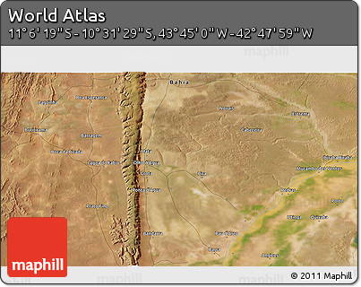 Satellite 3D Map of the Area around 10° 48' 54" S, 43° 16' 29" W