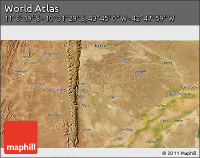 Satellite 3D Map of the Area around 10° 48' 54" S, 43° 16' 29" W