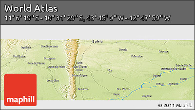 Physical Panoramic Map of the Area around 10° 48' 54" S, 43° 16' 29" W