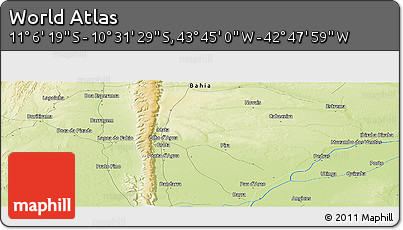 Physical Panoramic Map of the Area around 10° 48' 54" S, 43° 16' 29" W