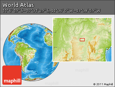 Physical Location Map of the Area around 10° 48' 54" S, 44° 7' 30" W