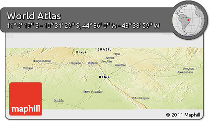 Physical Panoramic Map of the Area around 10° 48' 54" S, 44° 7' 30" W