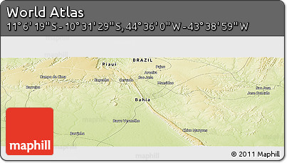 Physical Panoramic Map of the Area around 10° 48' 54" S, 44° 7' 30" W