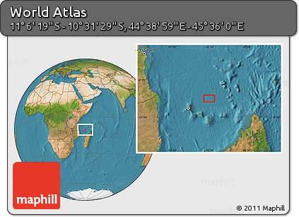 Satellite Location Map of the Area around 10° 48' 54" S, 45° 7' 30" E