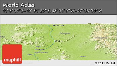 Physical Panoramic Map of the Area around 10° 48' 54" S, 48° 22' 30" W